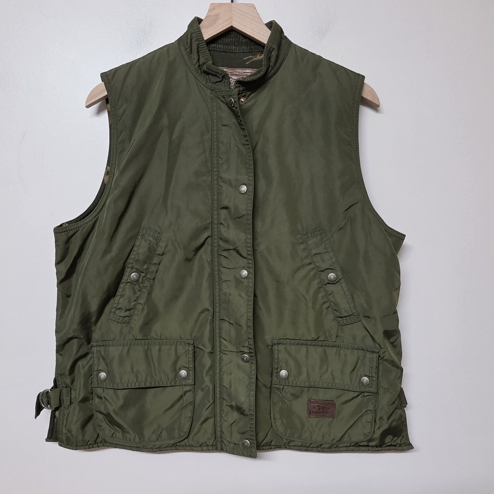 Lauren Ralph Lauren RL Womens M Olive Green Utility Hunting Dog Lined Vest VTG